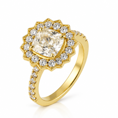 Yellow Diamond Halo Ring